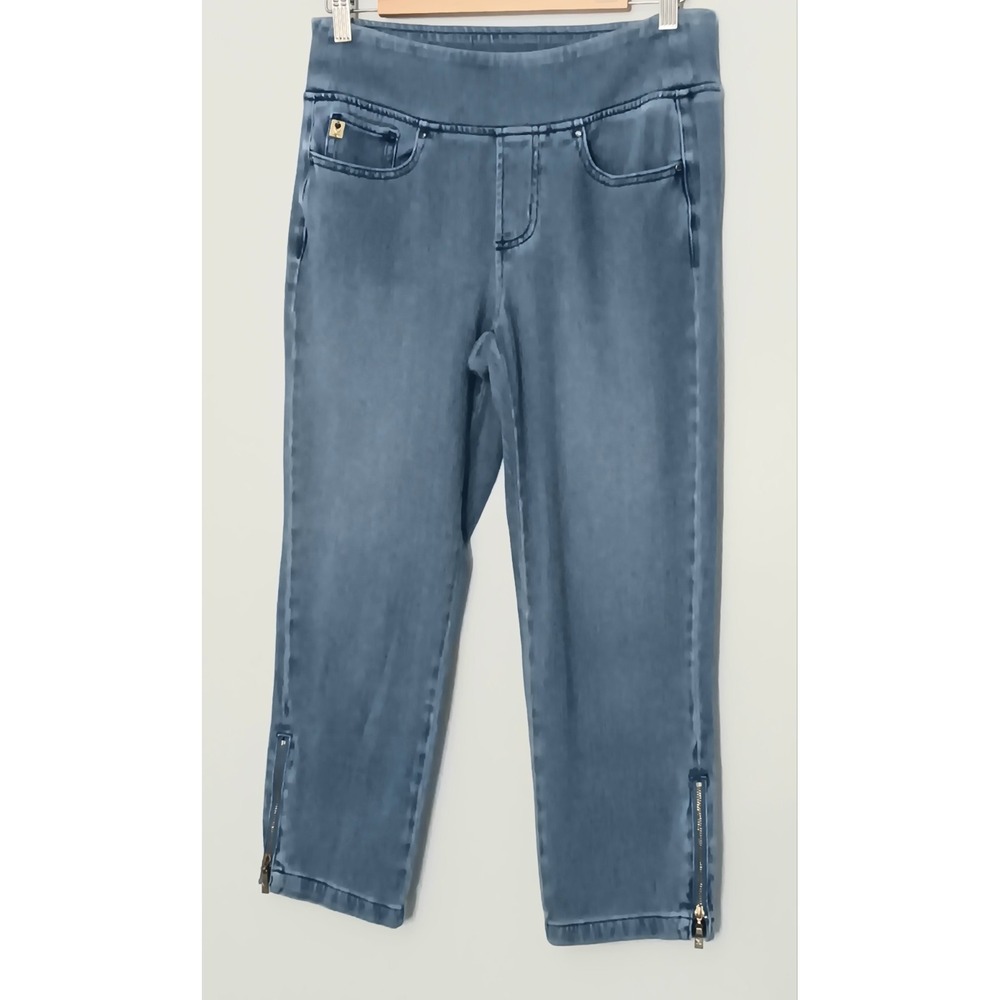 Belle by Kim Gravel Jeans Women's Size 6 Crop Zip Ankle Blue Denim Pre-owned